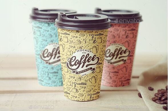 Take Away Logo Printed Paper Coffee Cups with Lids, Paper Cup, Coffee Paper Cup