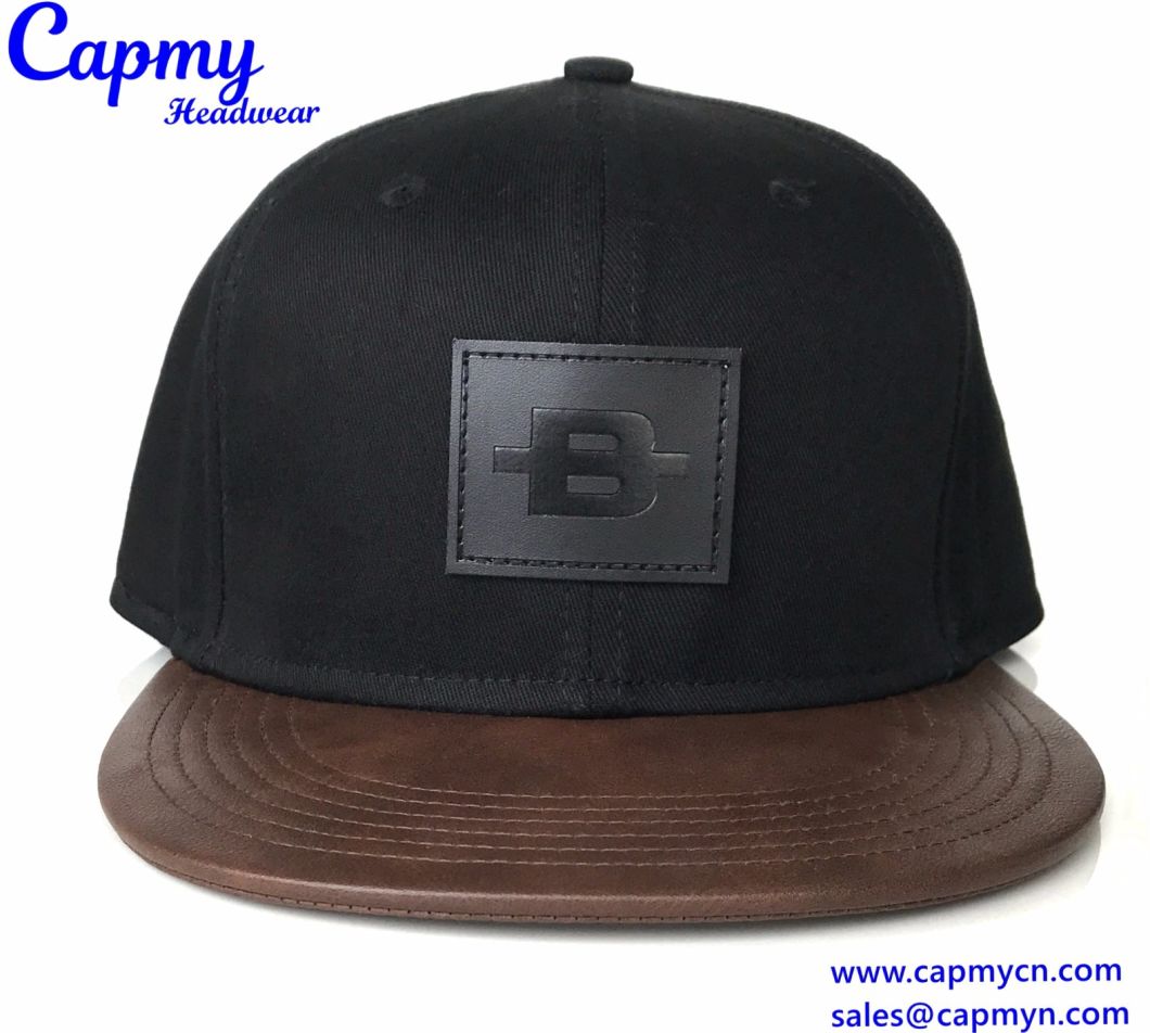 High Quality Leather Patch Snapback Cap