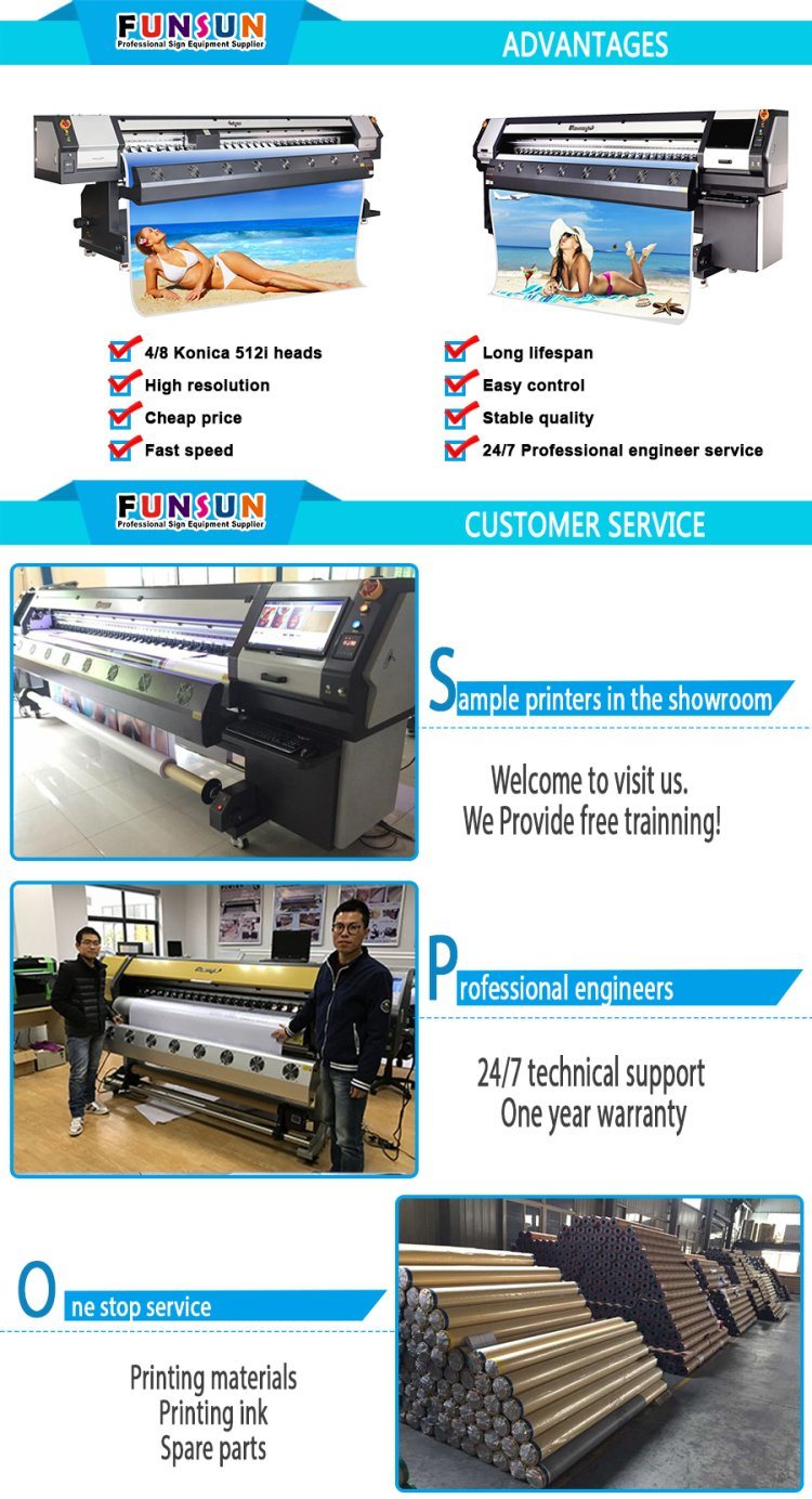 Funsunjet Fs-3208K Digital Solvent Large Format Printer (3.2m, KONICA 512I heads, 240sqm/h)