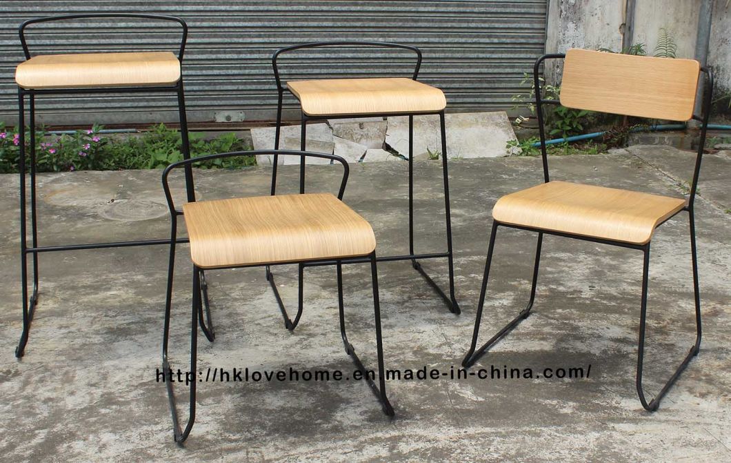 Modern Steel Furniture Wooden Counter Bar Stool