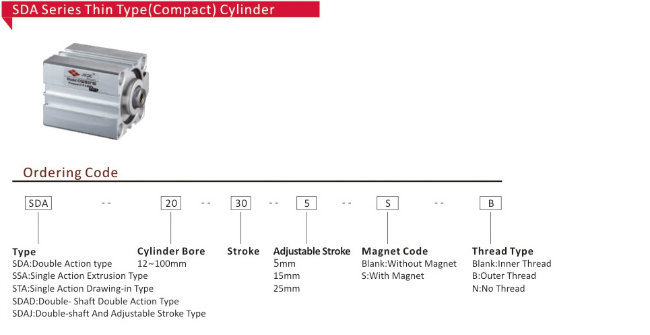 Airtac Type Sda Pneumatic Compact Air Cylinder