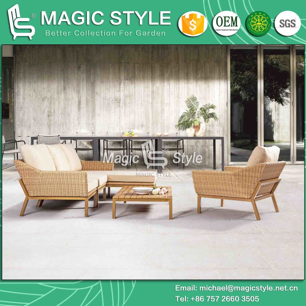 Garden Sofa with Cushion Outdoor Sofa with Printing Legs Rattan Corner Sofa Set Garden Sofa Set Patio Furniture Wicker Furniture