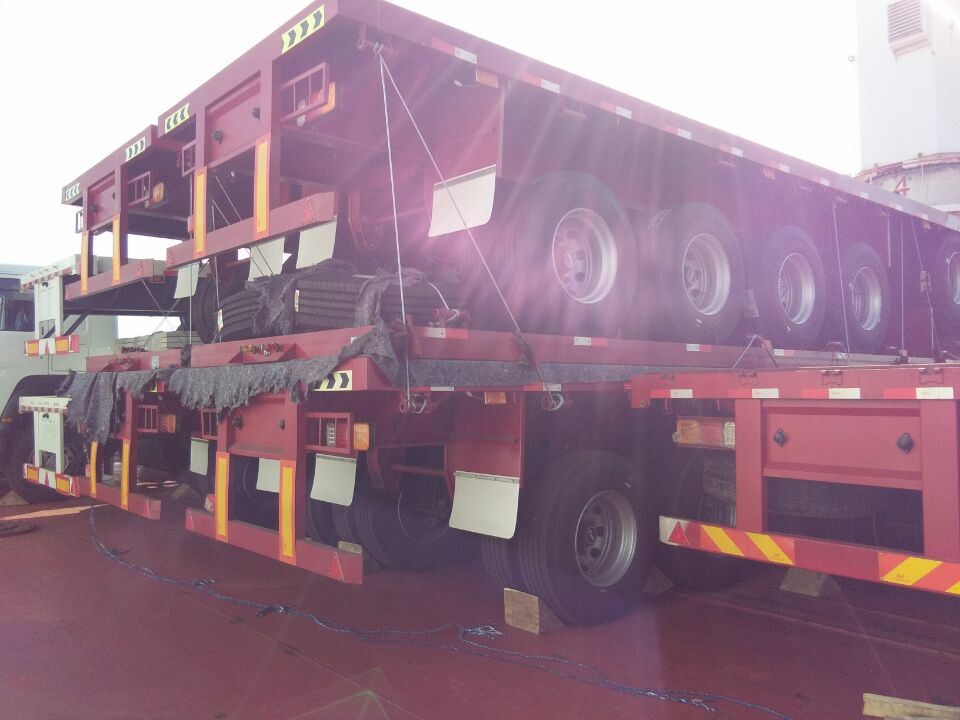 4 Axles with One Axle Lifted Flatbed Semi Trailer for Ghana