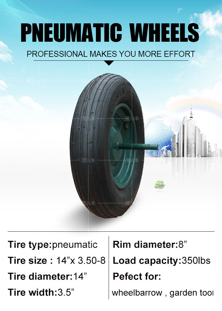 3.5-8 Pneumatic Wheelbarrow Wheels with Metal or Plastic Rims