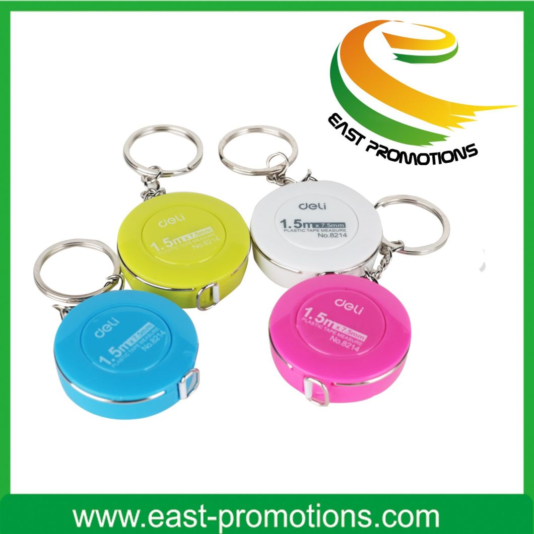 Customized Plastic Wholesale Square Measure Tape Keychain