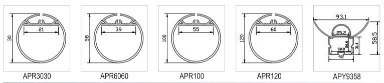 Apt27 Tube/ Round 270 Degree 160lm/W Warm White PC Cover LED Aluminum Proflie for LED Ceiling Lighting