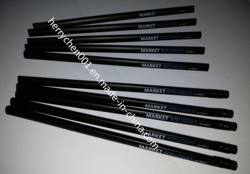 7 Inch Triangle Shape Black Wood Black Pencil with Black Eraser, Sky-052