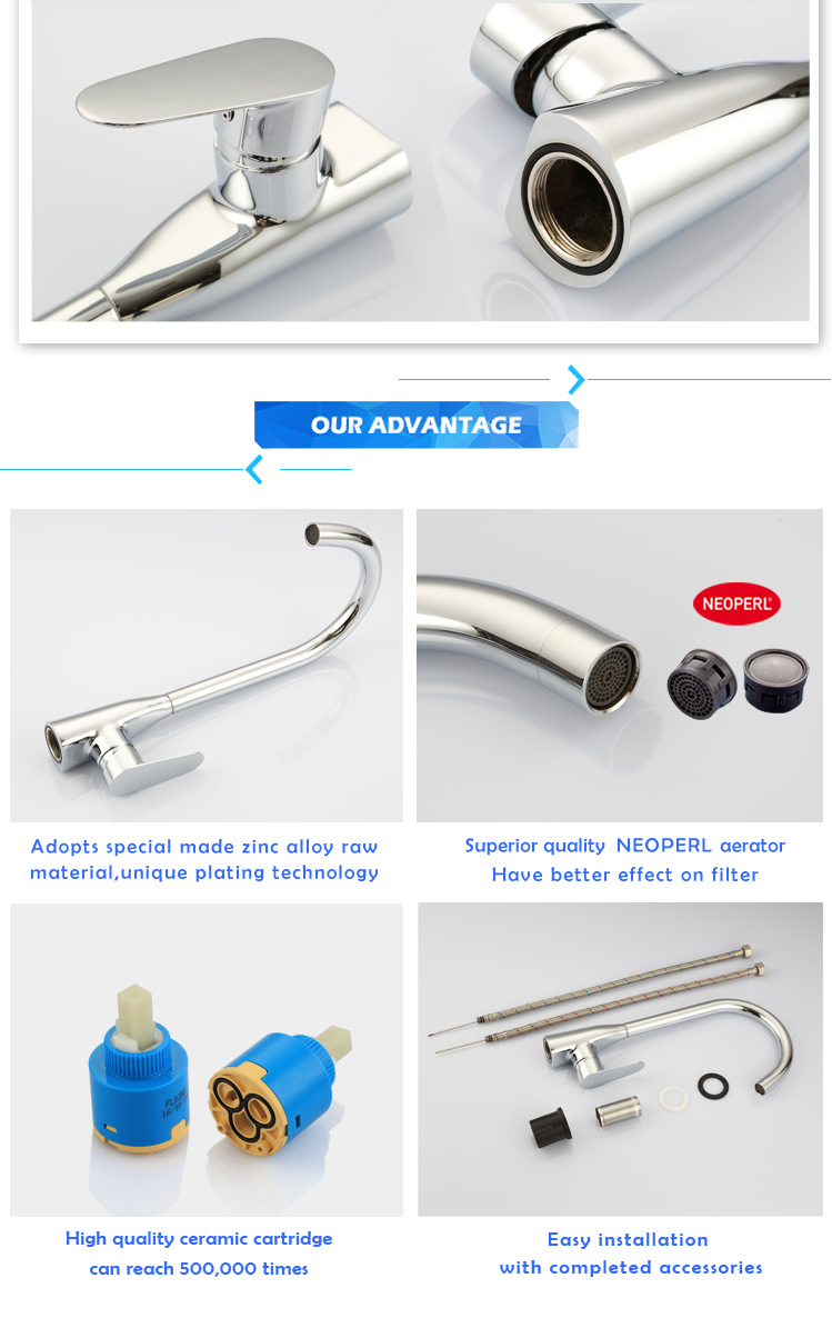 Chromed Zinc Alloy Body Material Single Lever Water Tap From Kaiping City