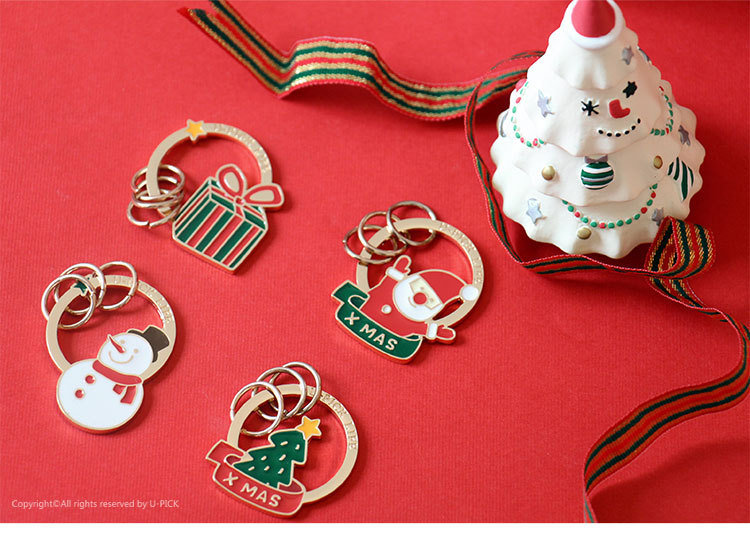 2018 Fashion Custom Holiday Gifts Set Promotional Gift Snowman Christmas Trees Santa Claus Christmas Keychain