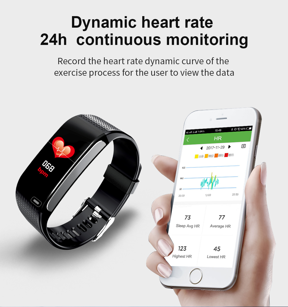 Wholesale Waterproof IP67 Heart Rate Blood Pressure Monitoring Smart Bracelet