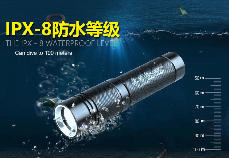 Black Diving Torch LED Rechargeable Torch with Good Gift Box