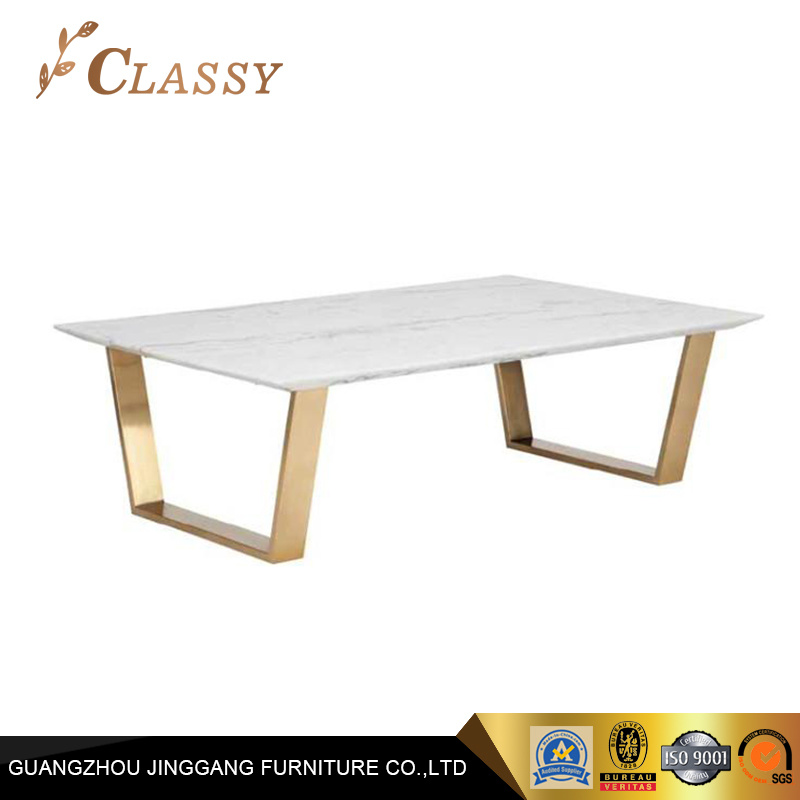 Golden Metal Base Table with Top Marble Dining Table