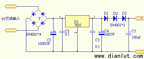 Integrated regulated power supply circuit that outputs 3V voltage