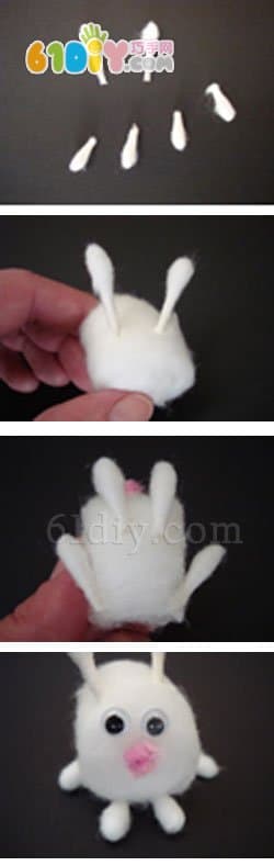 Cotton stick hair ball DIY mini bunny