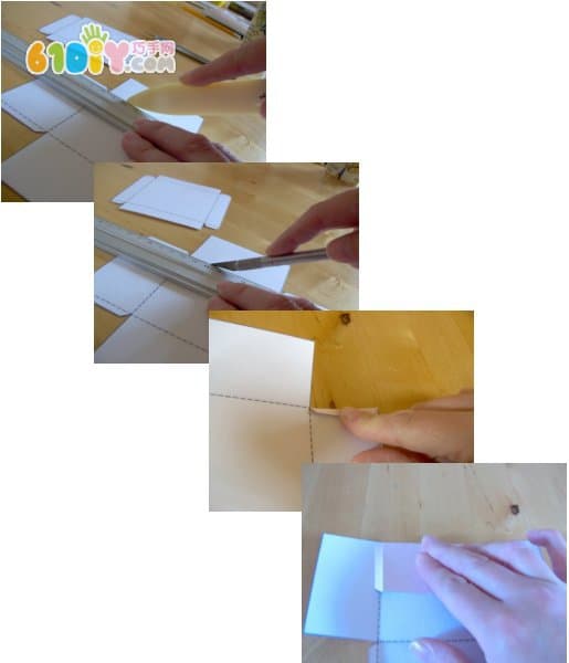 Square gift box making process and template