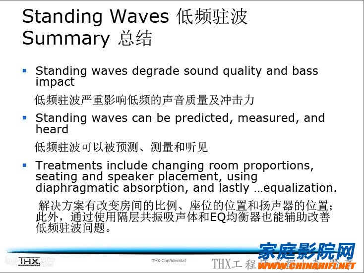 Analysis and treatment of low frequency standing wave problem in home theater