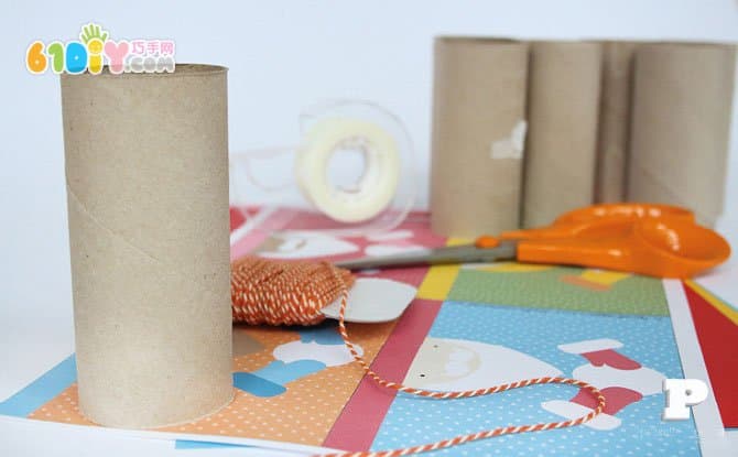 Roll paper tube making cute Santa gift box