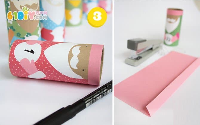 Roll paper tube making cute Santa gift box