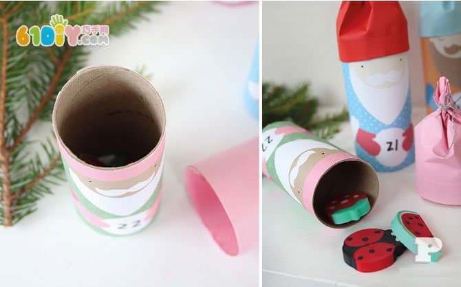 Roll paper tube making cute Santa gift box