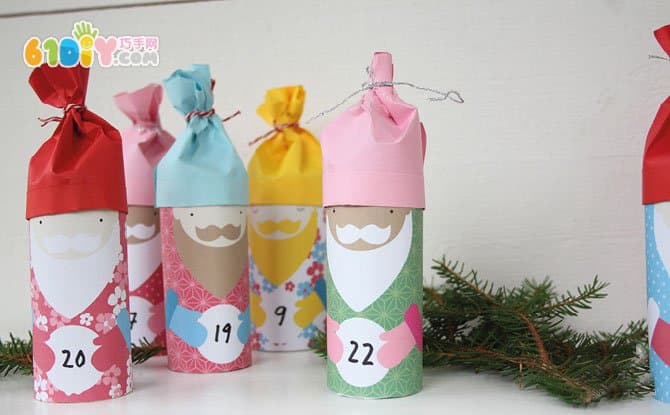 Roll paper tube making cute Santa gift box