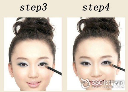 How to draw eye shadow with single eyelids, small smoked eye makeup, eye shadow step 2