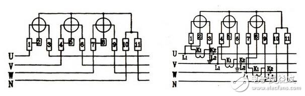 Single-phase electric meter wiring diagram _ three-phase three-wire electric energy meter wiring diagram _ three-phase four-wire electric meter physical wiring diagram