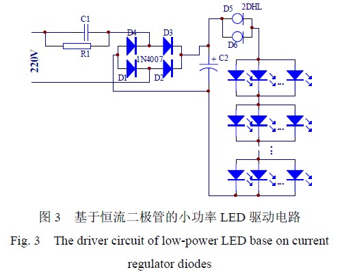 Low-power LED driving circuit based on constant current diode