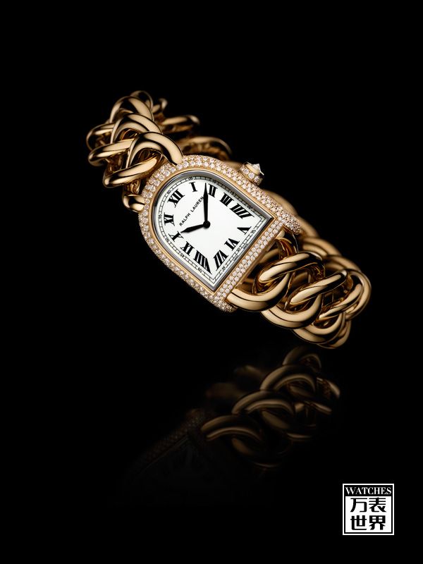 Ralph Lauren new Stirrup mini link rose gold diamond watch