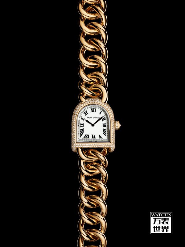 Ralph Lauren new Stirrup mini link rose gold diamond watch