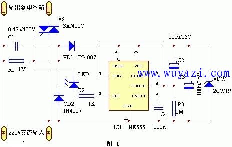 Two-way thyristor non-contact refrigerator delay protector circuit diagram