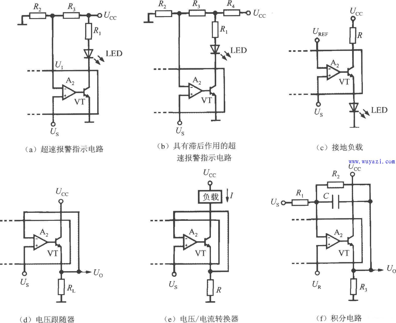 6 output circuit diagrams of integrated speed/voltage converter LM2907/2917