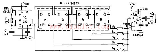 555 integrated tone generator circuit