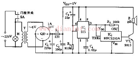 555 integrated refrigerator closed language reminder circuit