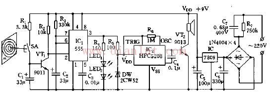 Shooting target signal circuit using 555 integrated circuit