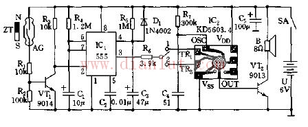 555 integrated magnetic control etiquette greeting circuit