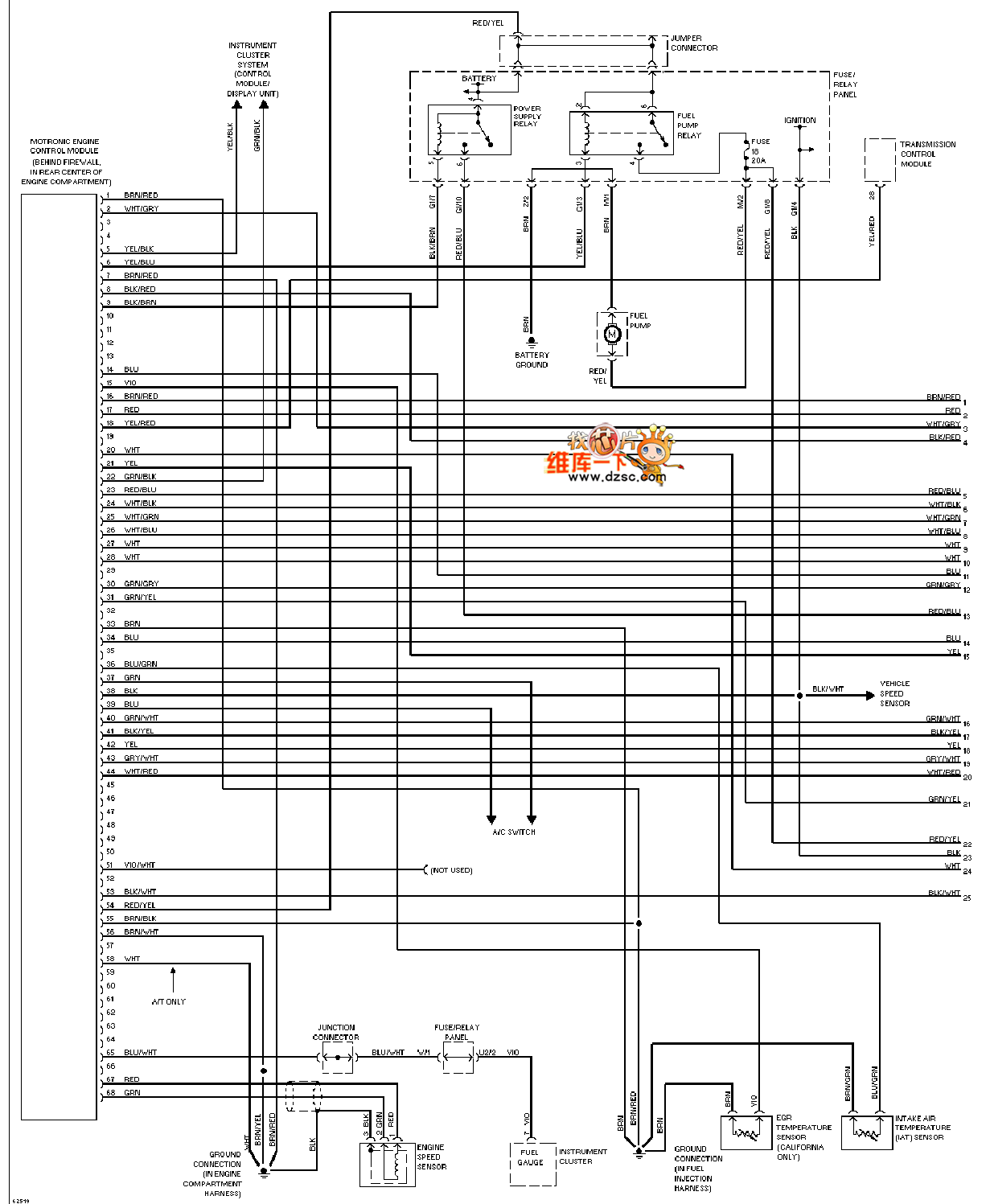 1994 Jetta engine performance circuit diagram (2.0L)