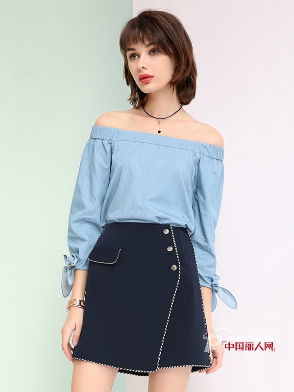 一字肩上衣怎么搭配 牛仔连衣裙好看吗