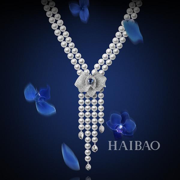 Nanshi Pearls (Ruans) Butterfly Orchids jewelry G18K high-quality gold inlay pearl necklace