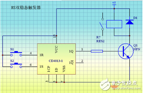 CD4013 integrated circuit signal transmission characteristics and application circuit (multi-ground control light switch)