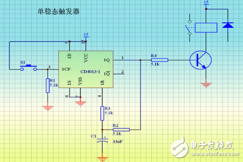 CD4013 integrated circuit signal transmission characteristics and application circuit (multi-ground control light switch)