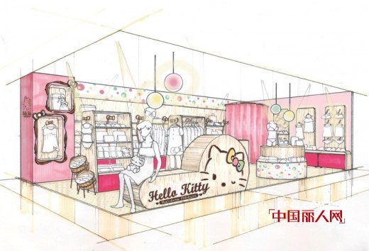 Hello kitty凯蒂猫少女内衣最新形象店铺设计图甜美亮相