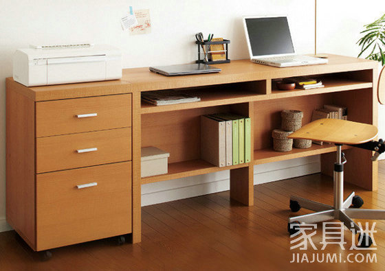 Wooden computer desk and chair