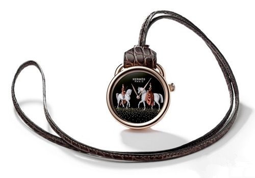 Hermes fire enamel pocket watch