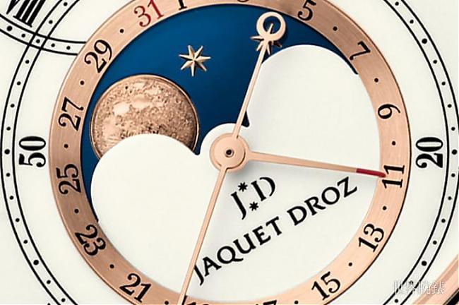 First seen on the wrist a round moon Jacques Drew moon phase seconds watch; moon phase; silicon hairspring; eccentric; JAQUET DROZ; Jacquelo