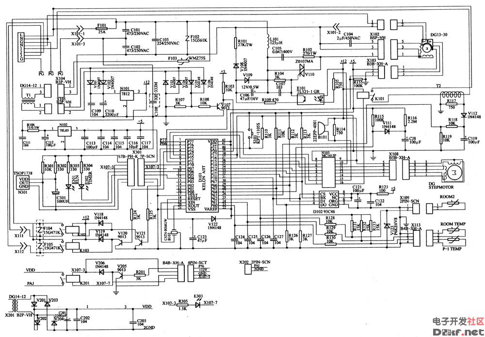 Air conditioning control panel schematic