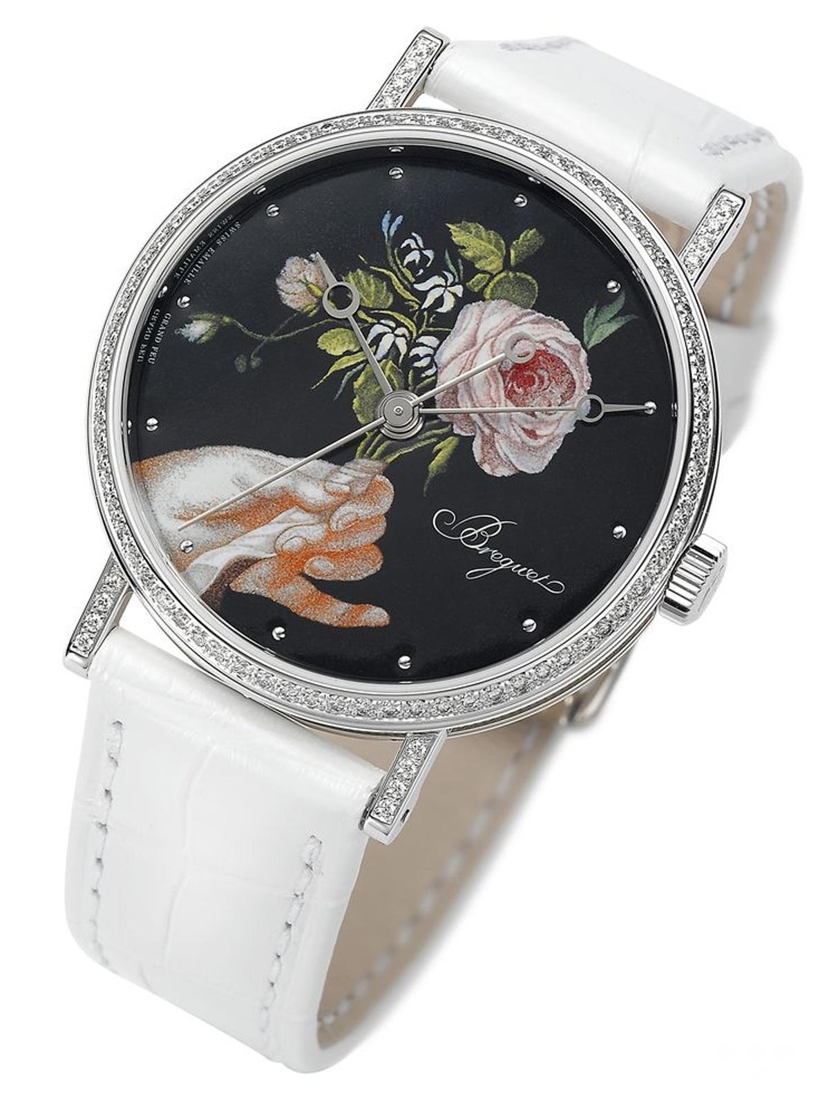 Micro-painted enamel Rare craft: Breguet Classique 9078 enameled painted wristwatch