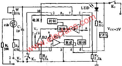 Application circuit diagram of SF1212 automatic exposure integrated circuit 