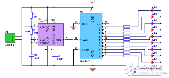 Small heart-shaped water light circuit diagram Daquan (89c52/CD4017 heart-shaped water light circuit diagram)