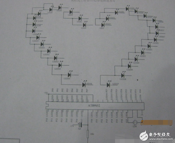 Small heart-shaped water light circuit diagram Daquan (89c52/CD4017 heart-shaped water light circuit diagram)