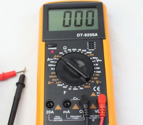 How does the multimeter measure the LED light?